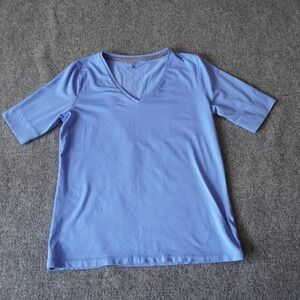 Jones New York Sport Petite Blue V Neck Short Sleeve Knit Top‎
